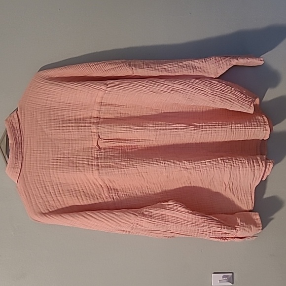 American Eagle Cotton Gauzy Peach Button-up Long Sleeve Oversized Shirt Wmns M - Picture 7 of 13